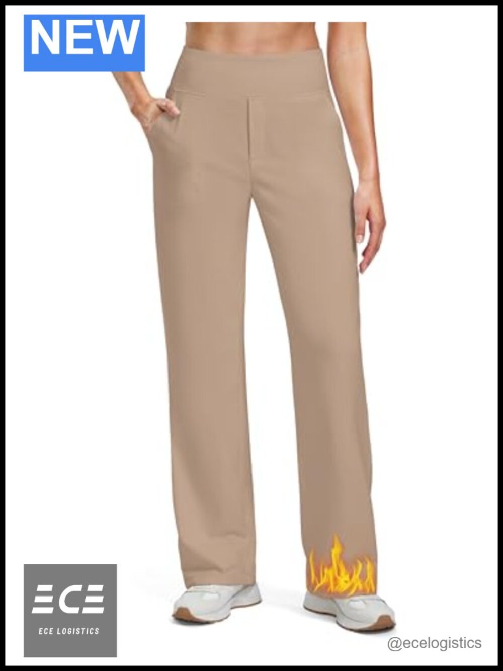 Fleece Lined Straight Leg Yoga Dress Pants High Waisted Wide Leg Work